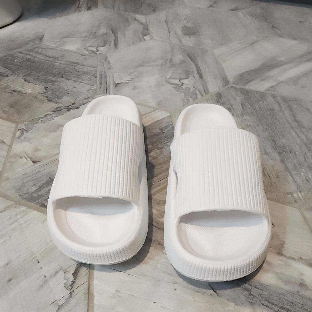 White Slide Sandals